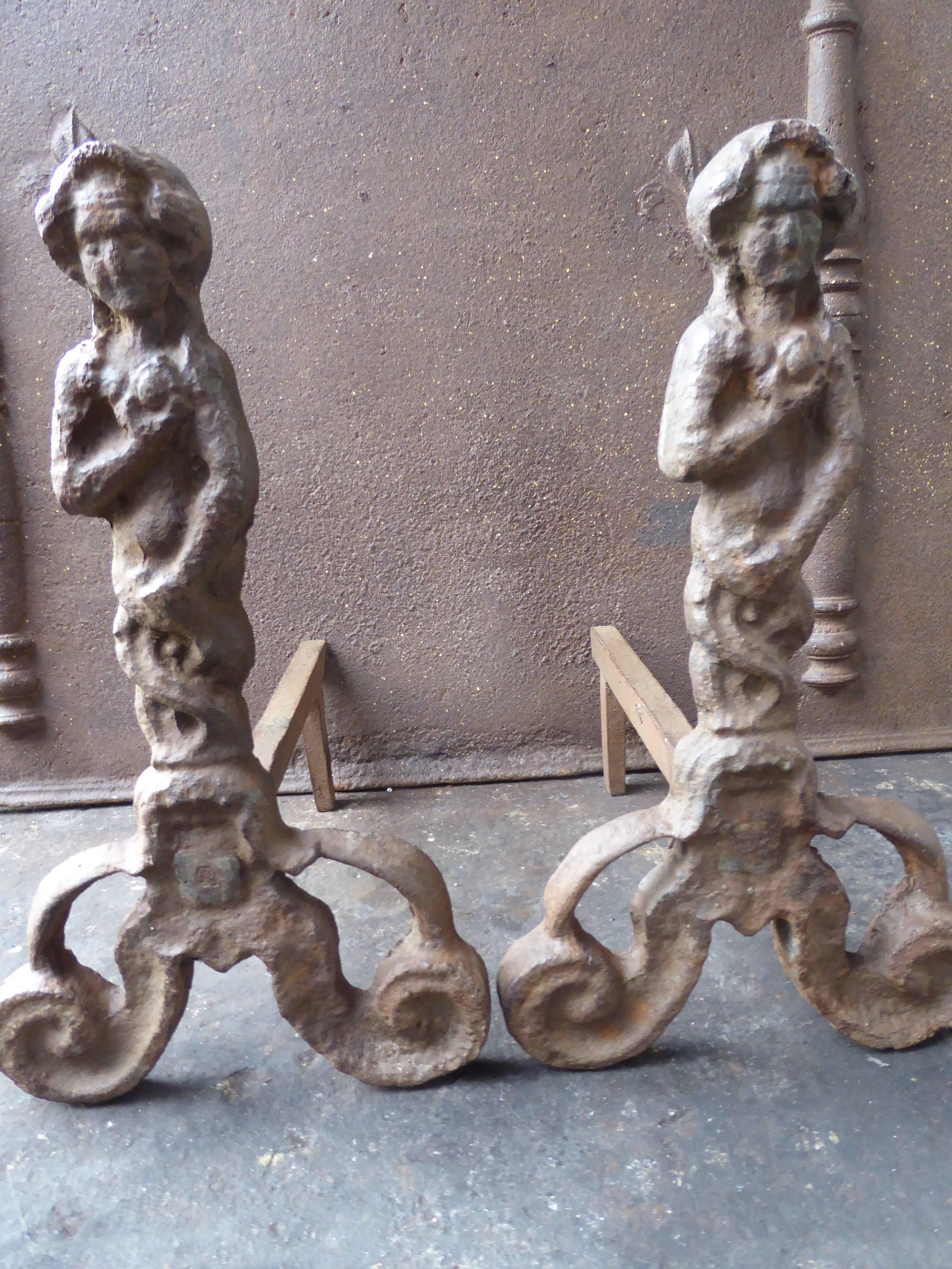 English Arts & Crafts Andirons or Firedogs In Good Condition For Sale In Amerongen, NL