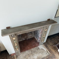 English Arts & Crafts Artificial Stone and Tiled Fireplace