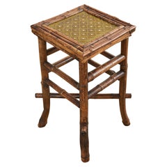 English Arts and Crafts Bamboo Tile Top Drinks Table
