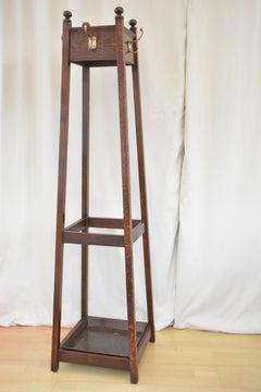 English Arts and Crafts Coat Stand in Oak c1890s