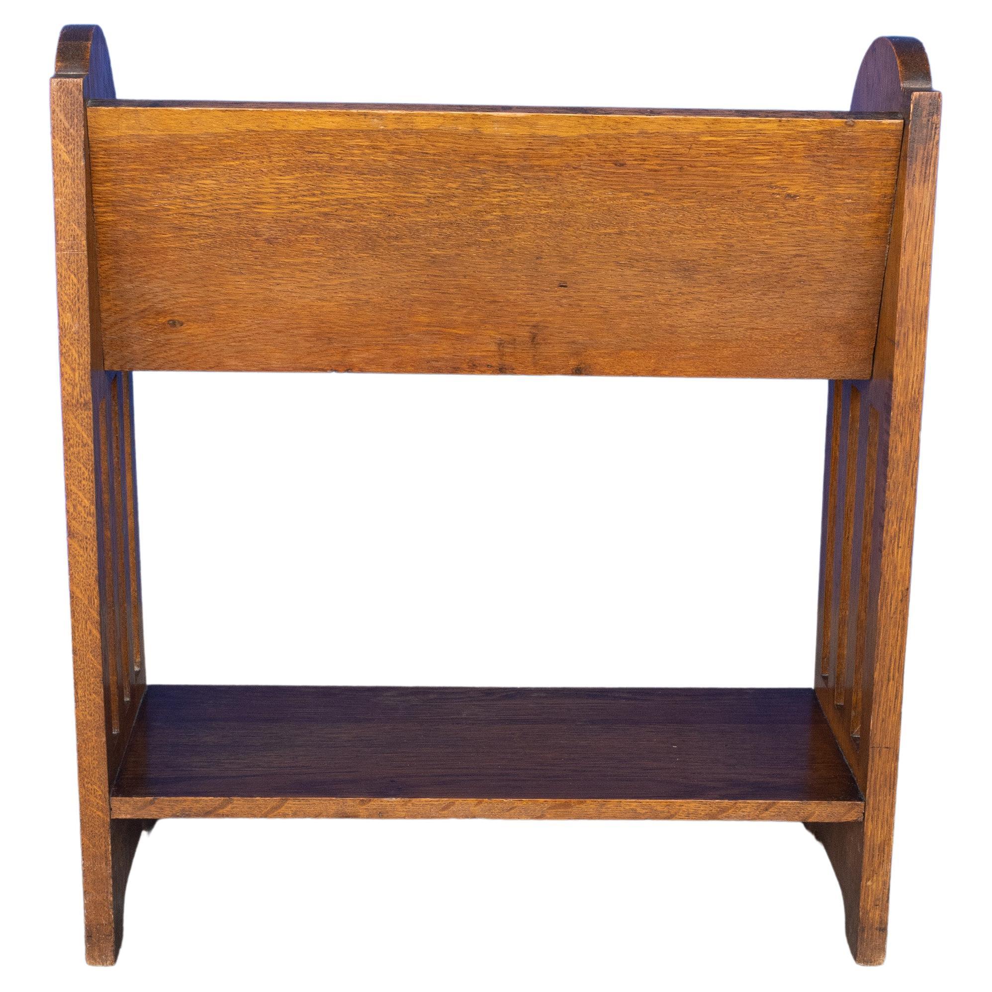 English Arts And Crafts Golden Oak Trough Table Top Bookcase Liberty Of London For Sale 3