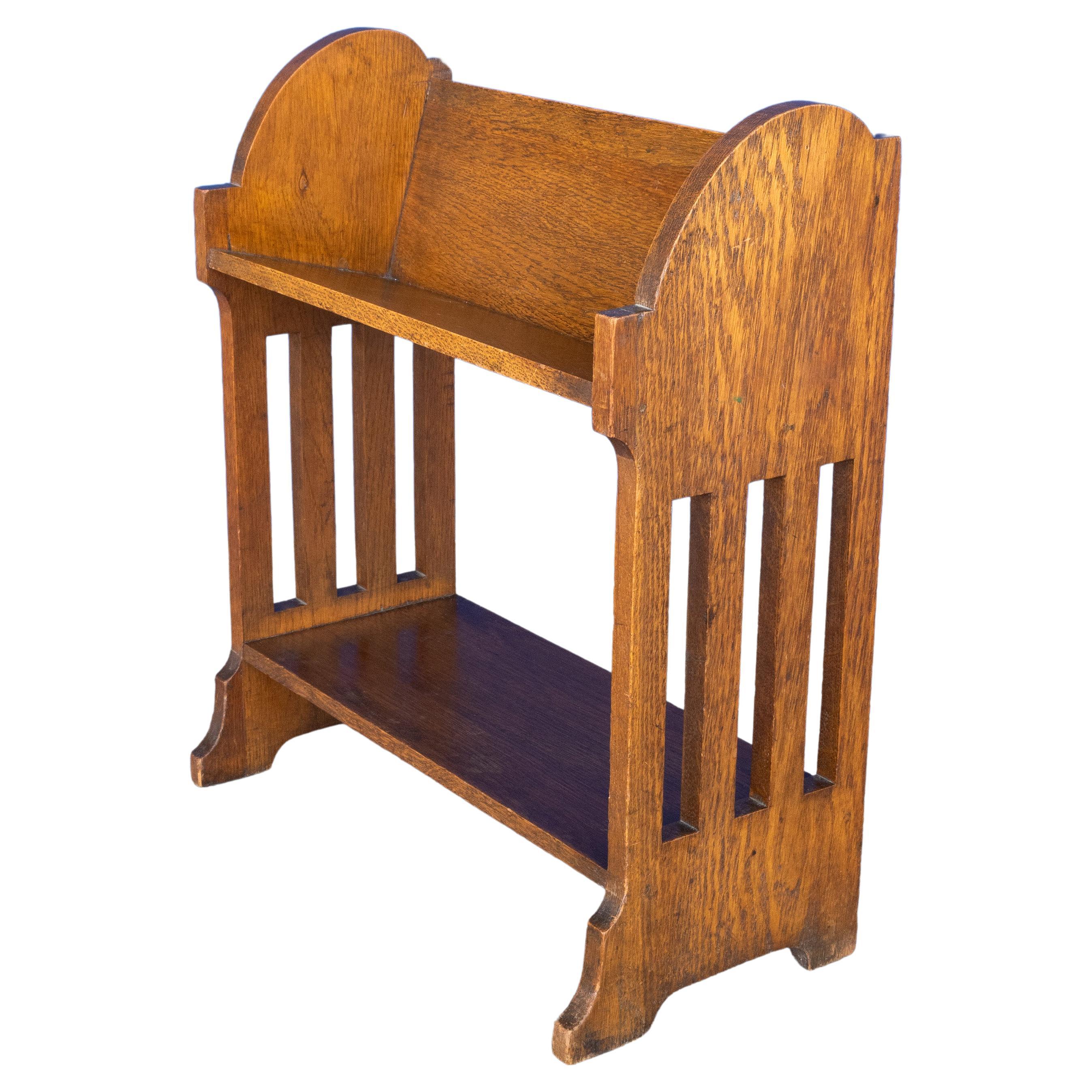English Arts And Crafts Golden Oak Trough Table Top Bookcase Liberty Of London For Sale 4