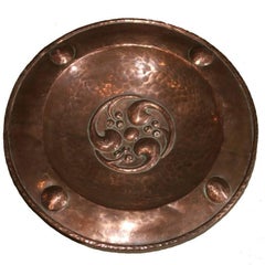 Antique English Arts and Crafts Hammered Copper Charger