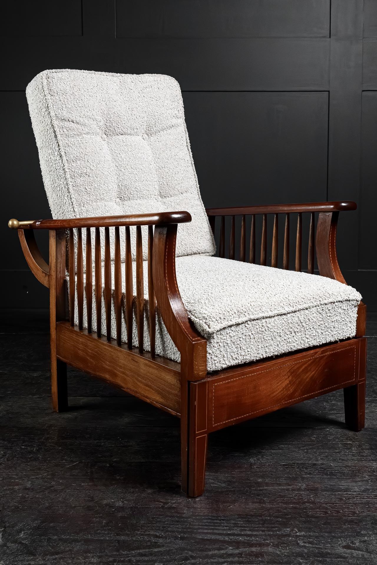 English arts and crafts metamorphic Liberty's of London salon smokers chair For Sale 1