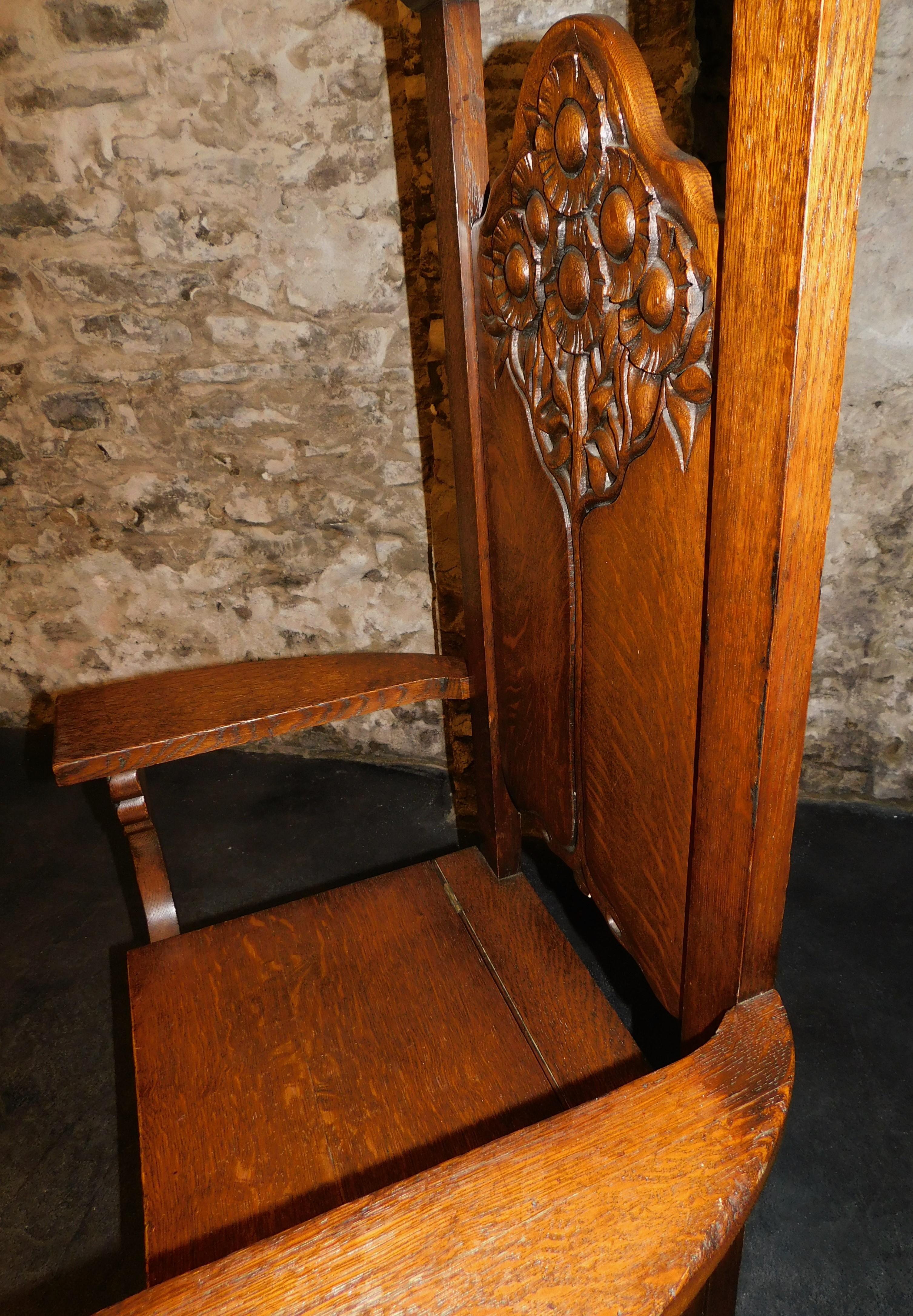 English Arts & Crafts Mission Chair circa 1890 Tree of Life Edwin Ridgeway For Sale 7