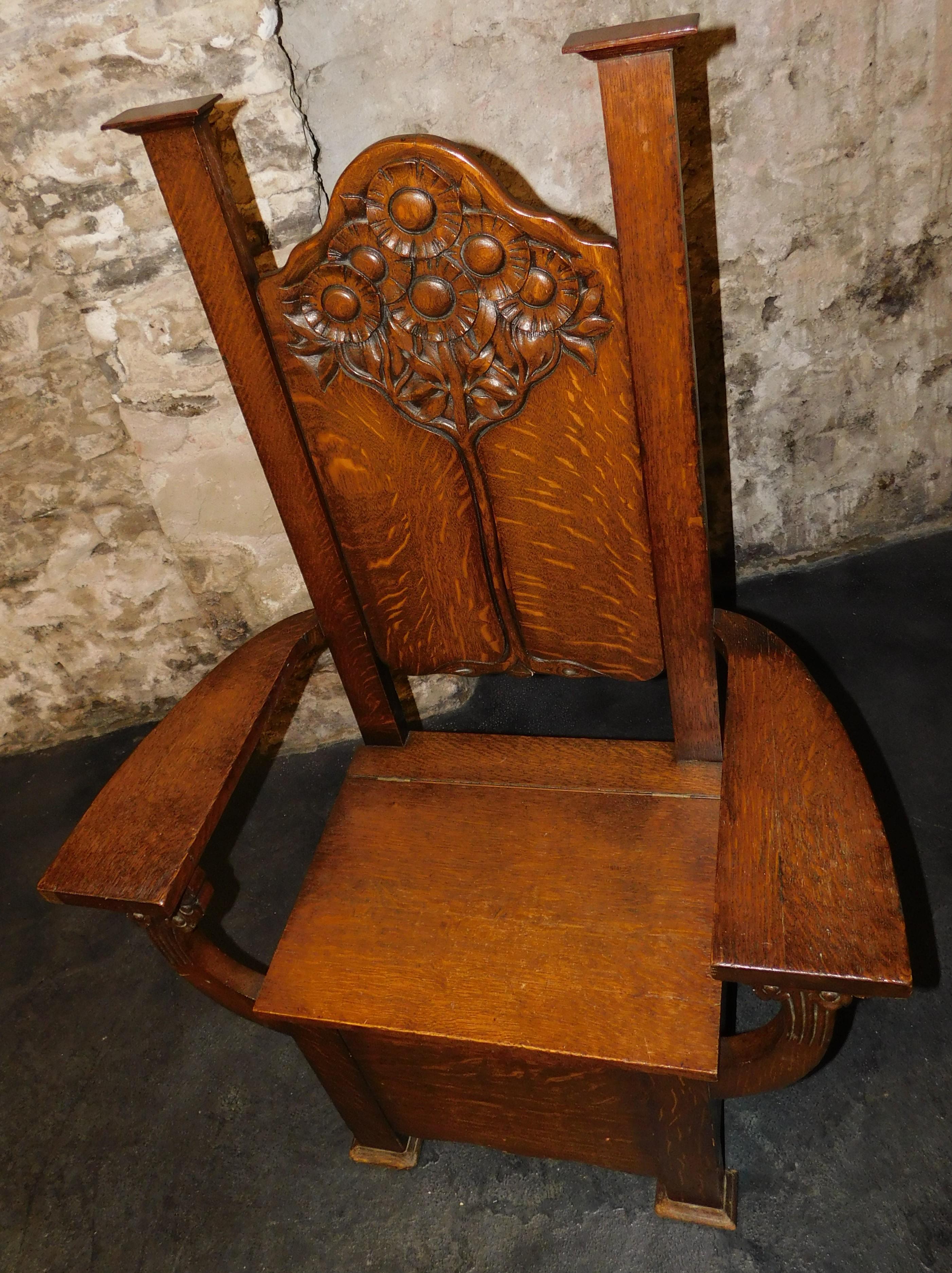 English Arts & Crafts Mission Chair circa 1890 Tree of Life Edwin Ridgeway For Sale 9