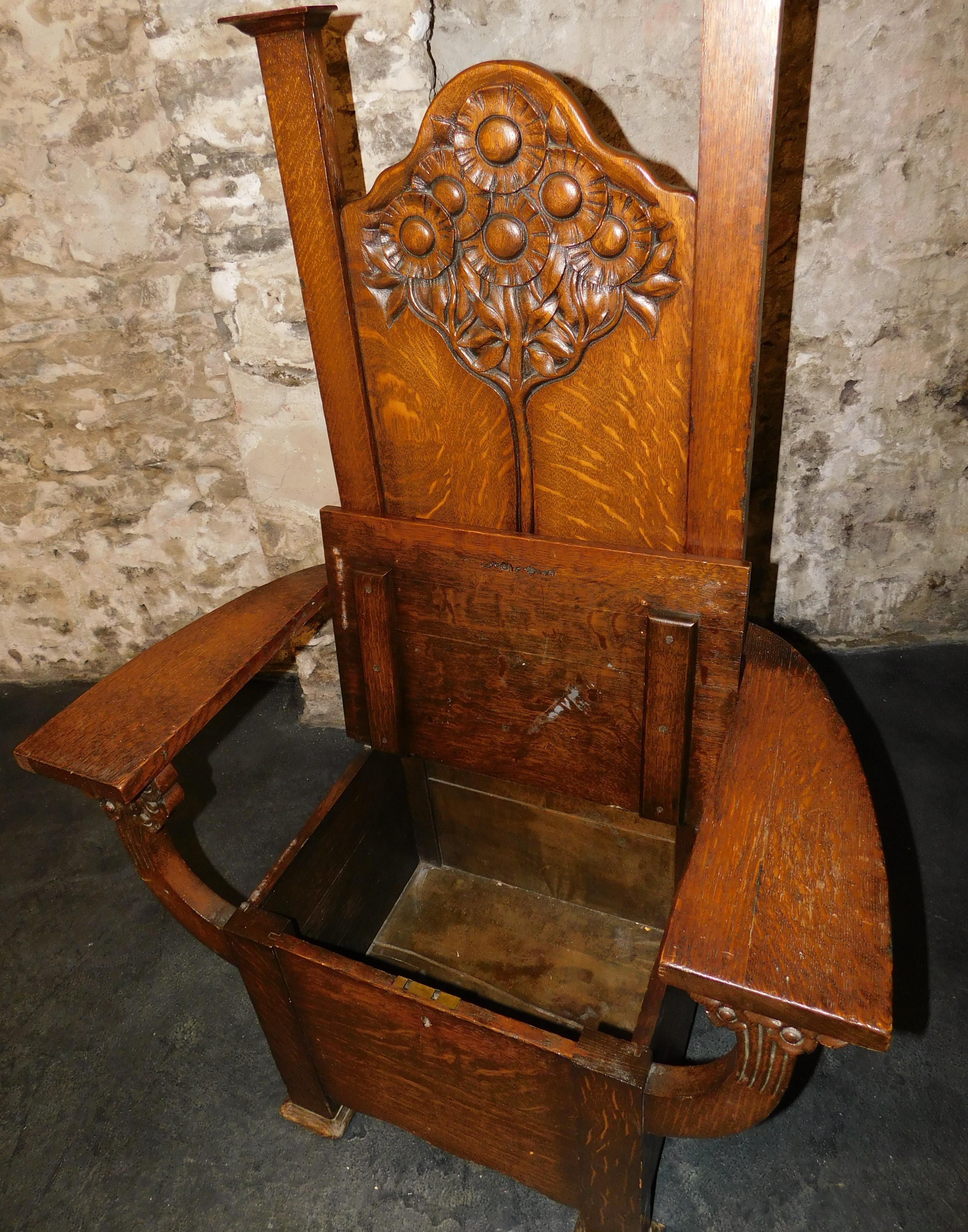 English Arts & Crafts Mission Chair circa 1890 Tree of Life Edwin Ridgeway For Sale 10