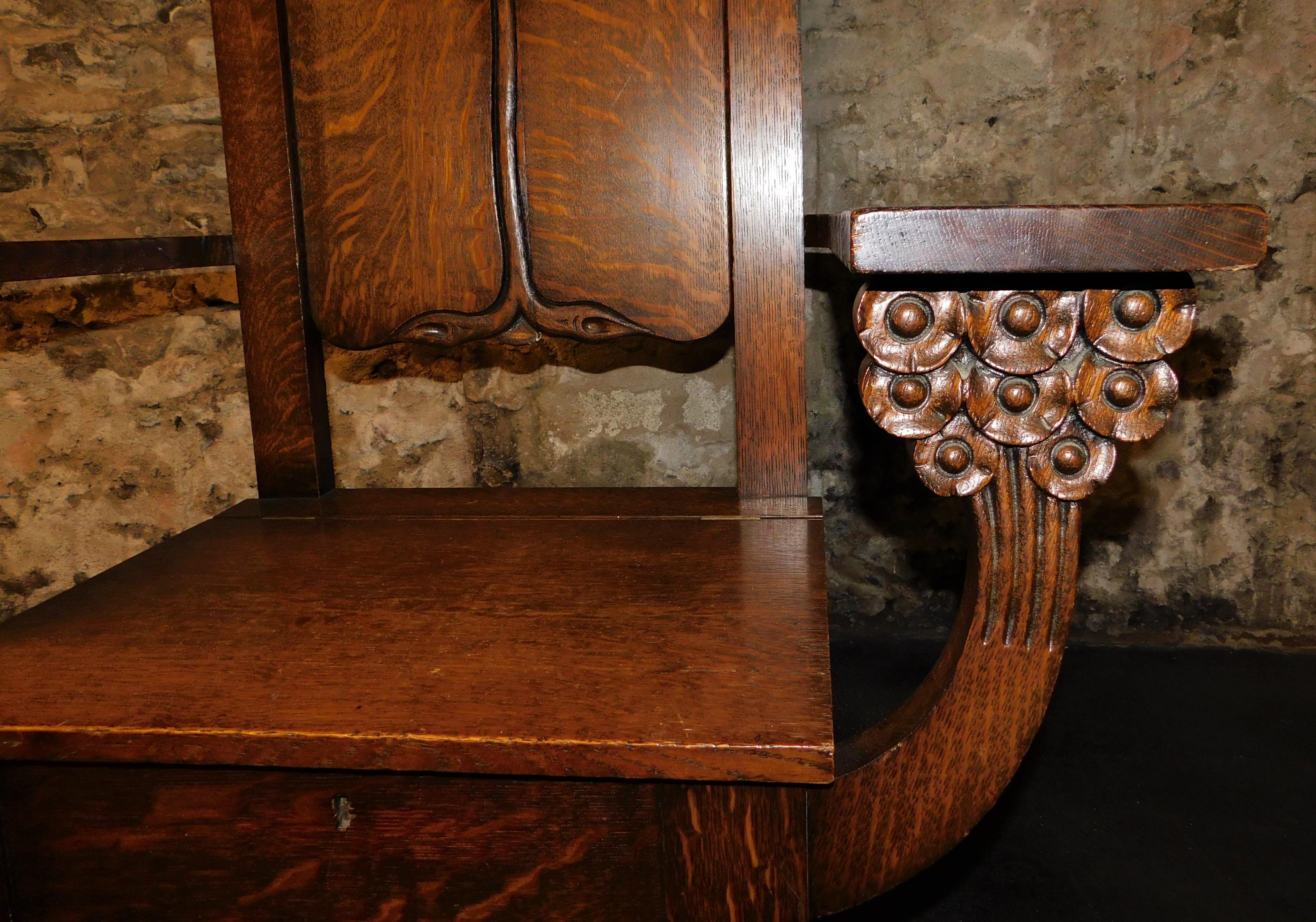 Englischer Arts & Crafts Mission Chair circa 1890 Lebensbaum Edwin Ridgeway im Angebot 3