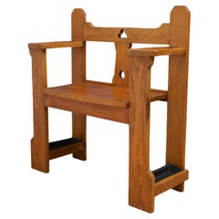 English Arts And Crafts Oak Hall Seat Of Narrow Proportions Bench