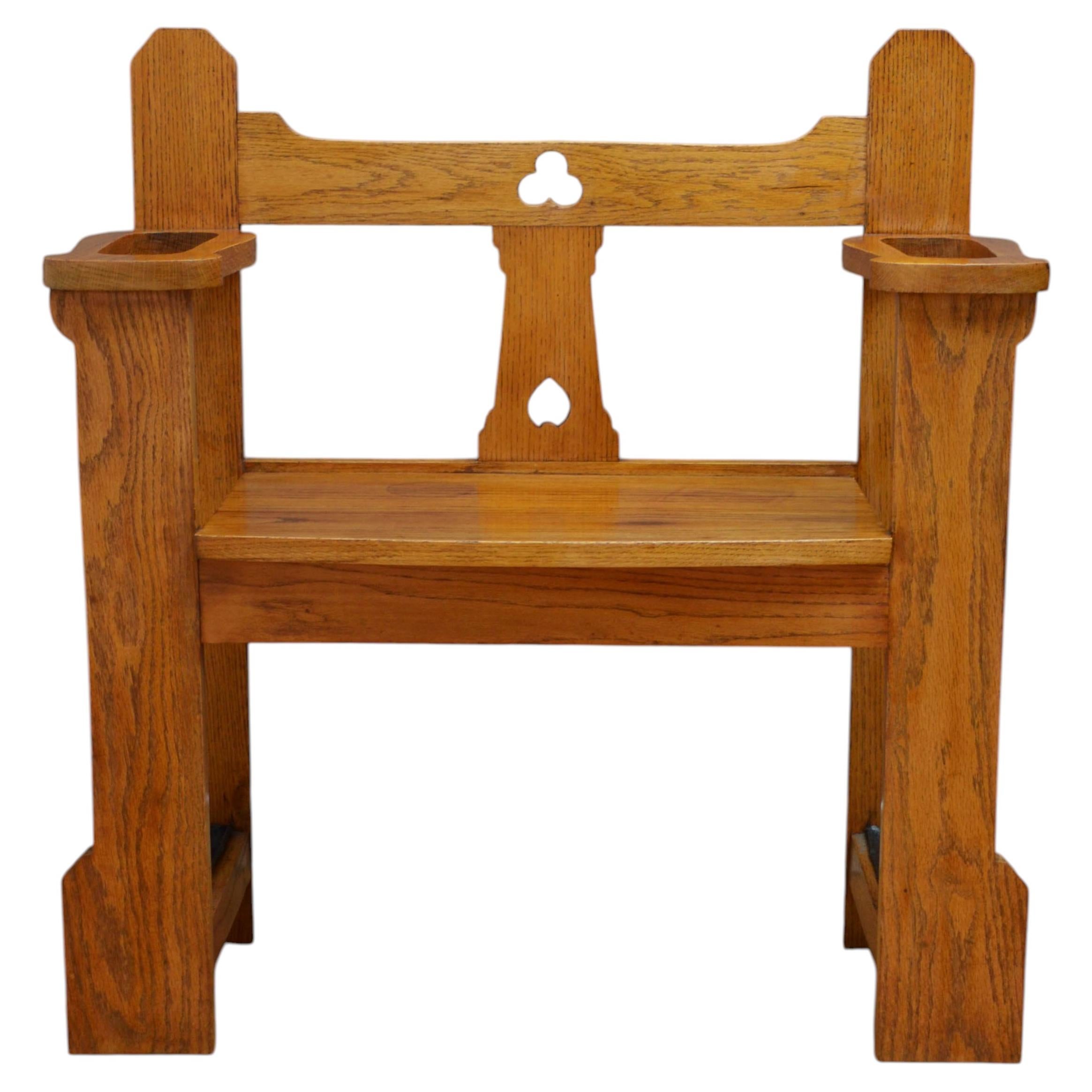 English Arts And Crafts Oak Hall Seat Of Narrow Proportions Bench For Sale