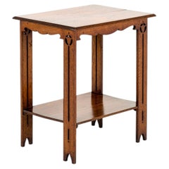 Tavolino o tavolo da lampada in Oak inglese Arts and Crafts a due livelli