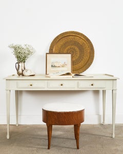 English Arts and Crafts Quarter Sawn Oak Stool with Bouclé