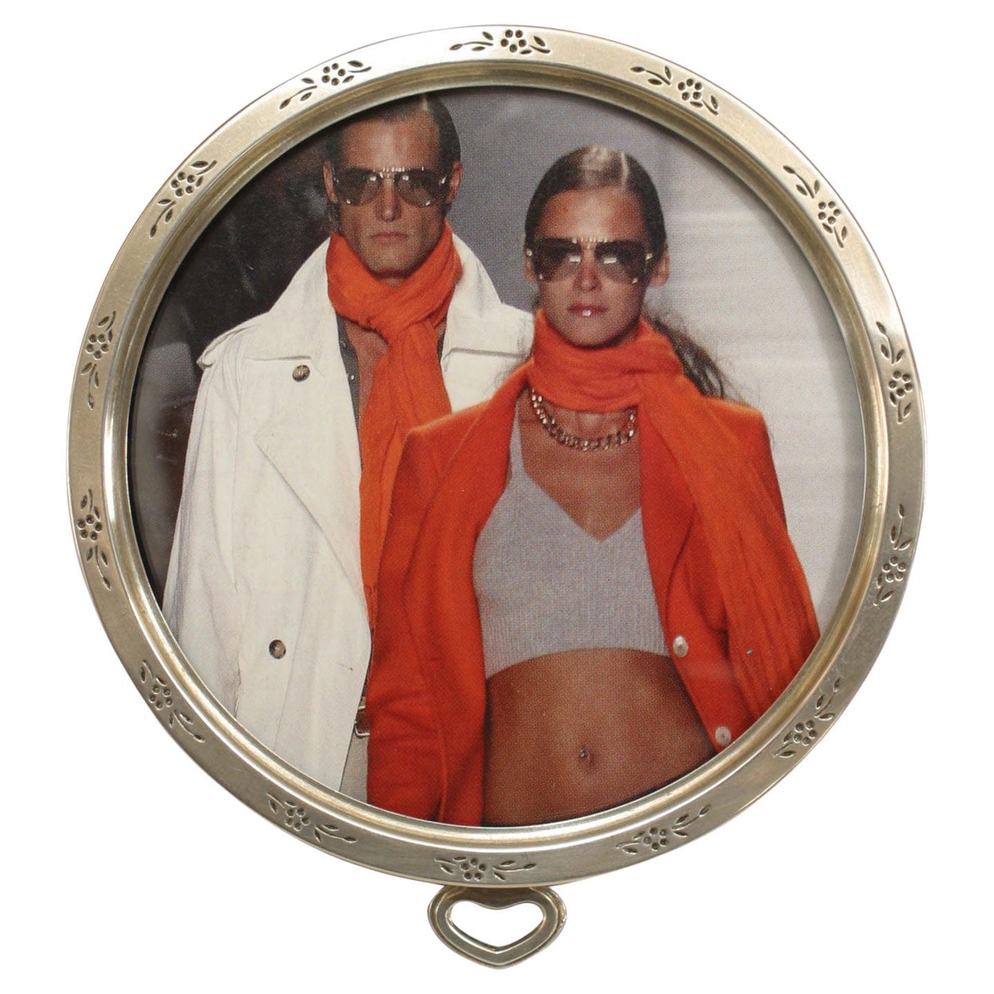 English Arts and Crafts Silver Round Picture Frame For Sale