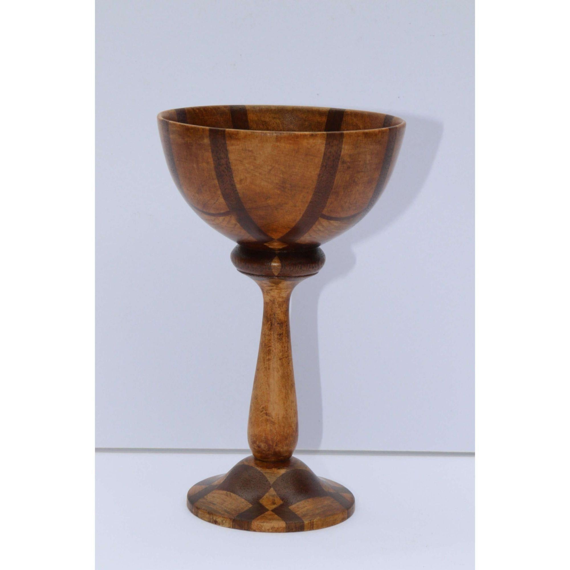 Fruitwood English Arts and Crafts Treen Specimen Wood Turned Goblet circa 1909 For Sale