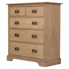 English Arts & Crafts Bleached Oak Chest Of Drawers Copper Handles