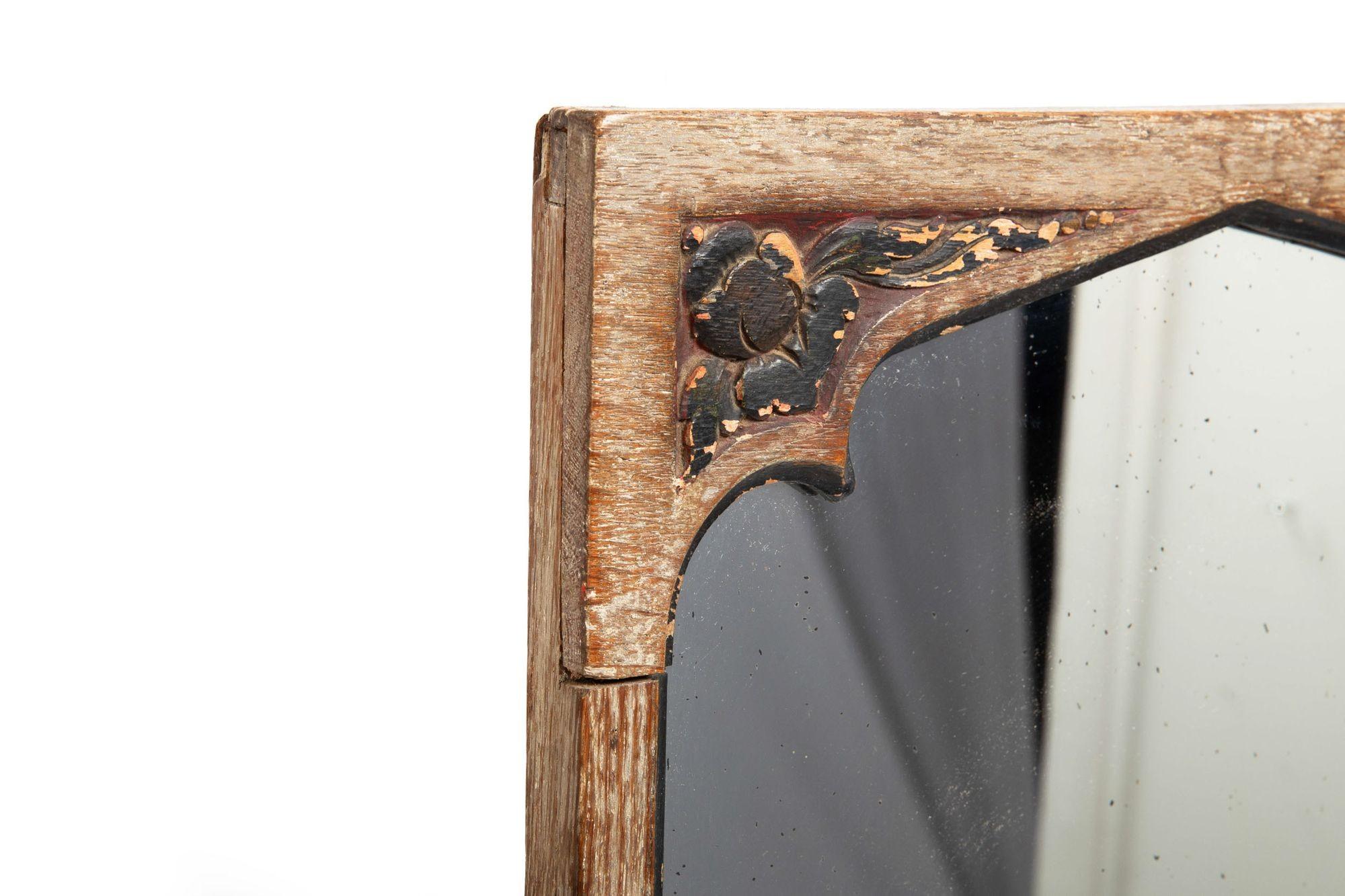Miroir de table anglais Arts & Crafts en chêne cérusé et polychromé en vente 7