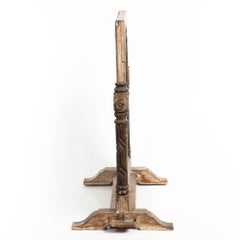 English Arts & Crafts Cerused & Polychromed Oak Tabletop Mirror