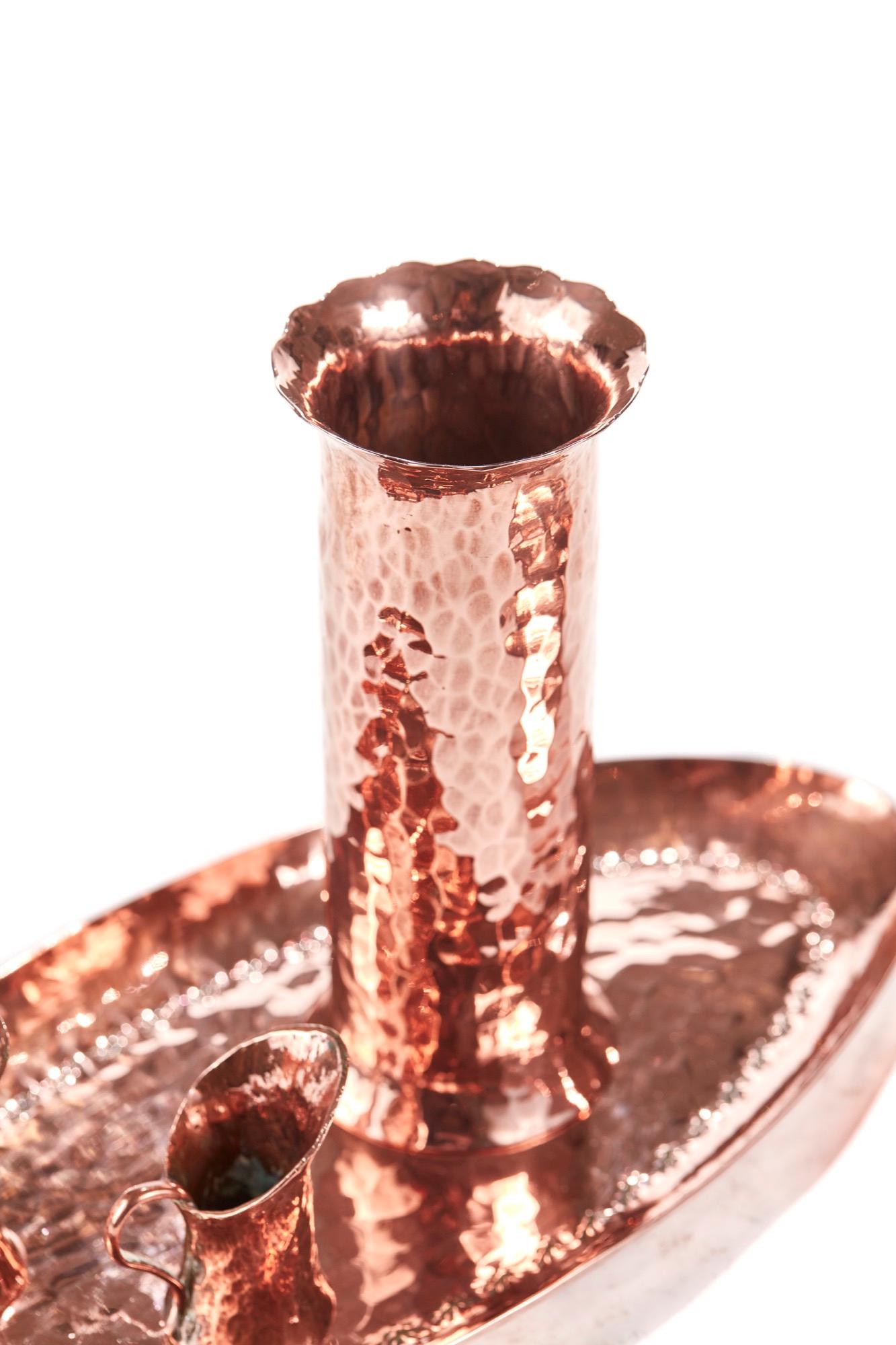 Arts and Crafts English Arts & Crafts Collection of Hand Hammered Copper Items, Stamped GWG