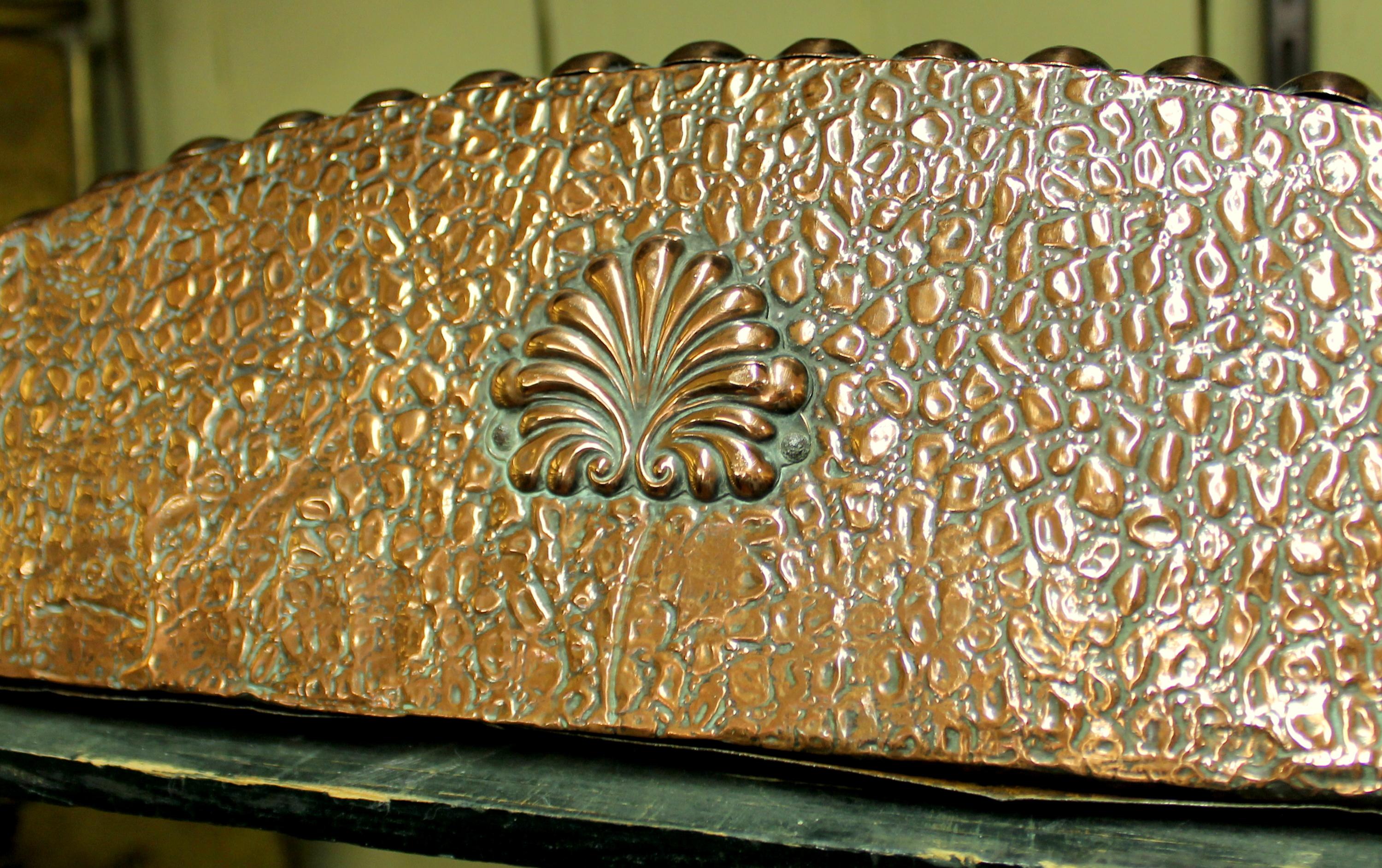 Arts and Crafts English Arts & Crafts Copper Fireplace Fender Attributed to Jos. Sankey & Son