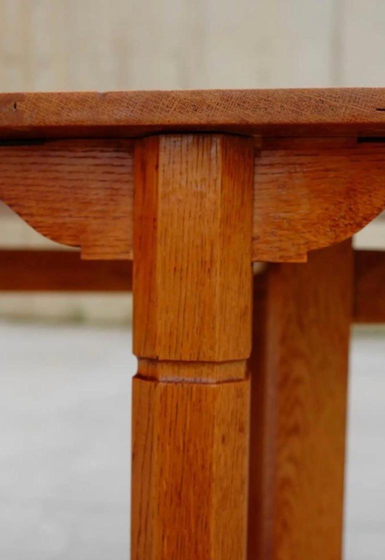 British English Arts & Crafts Cotswold School Gate Leg Oak Dining Table