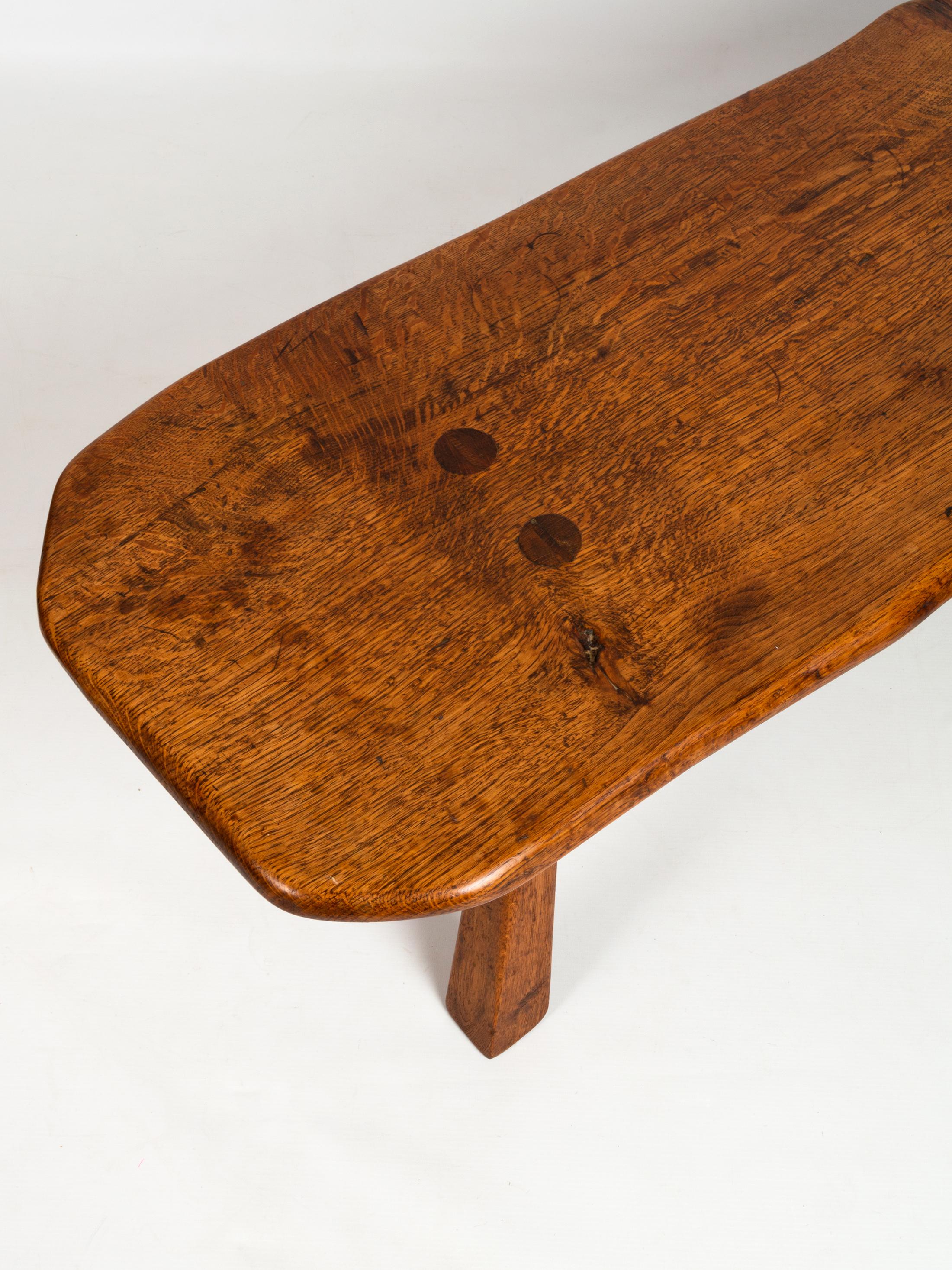 Arts and Crafts  English Arts & Crafts Cotswolds School Oak Bench Coffee Table Console, C.1950 For Sale