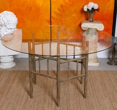 English Arts & Crafts Dining Table Glass Circular Antique