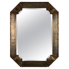 English Arts & Crafts Hammered Copper Octagonal Mirror, C.1890