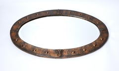 English Arts & Crafts hammered Copper Oval Mirror, Liberty Of London