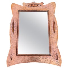 English Arts & Crafts Hammered Copper Wall Mirror, Circa 1900