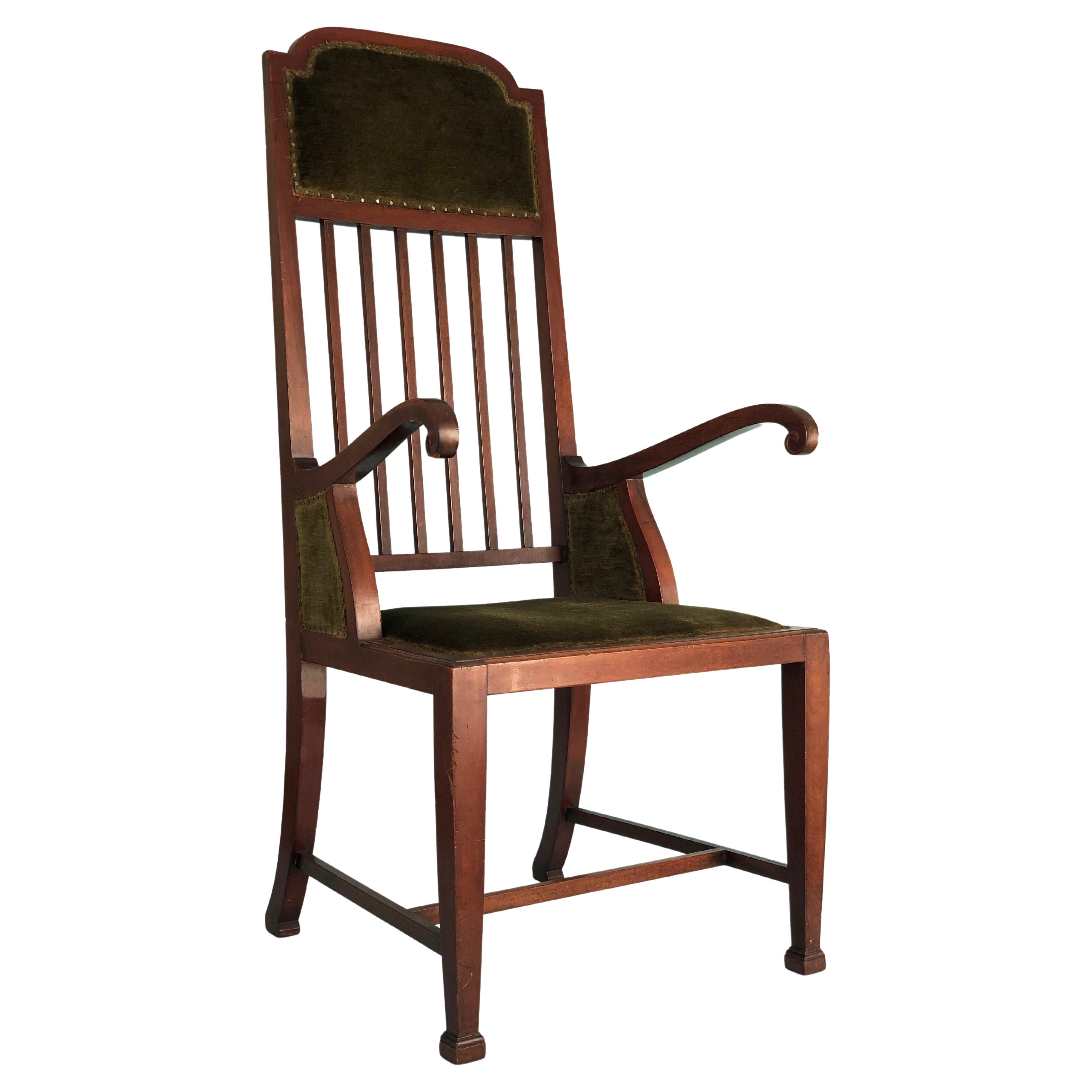 American Mahogany Serpentine Back Martha Washington Armchair, Circa