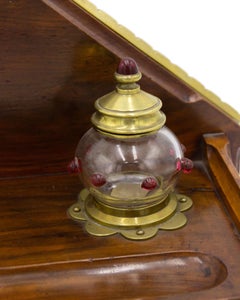 English Arts & Crafts Mahogany and Brass Inkwell