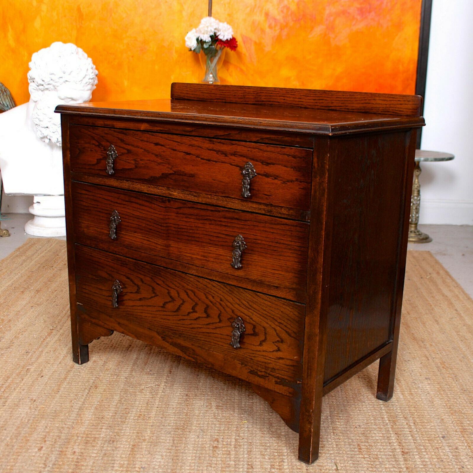 English Arts & Crafts Oak Chest of Drawers Wild Oak For Sale 1