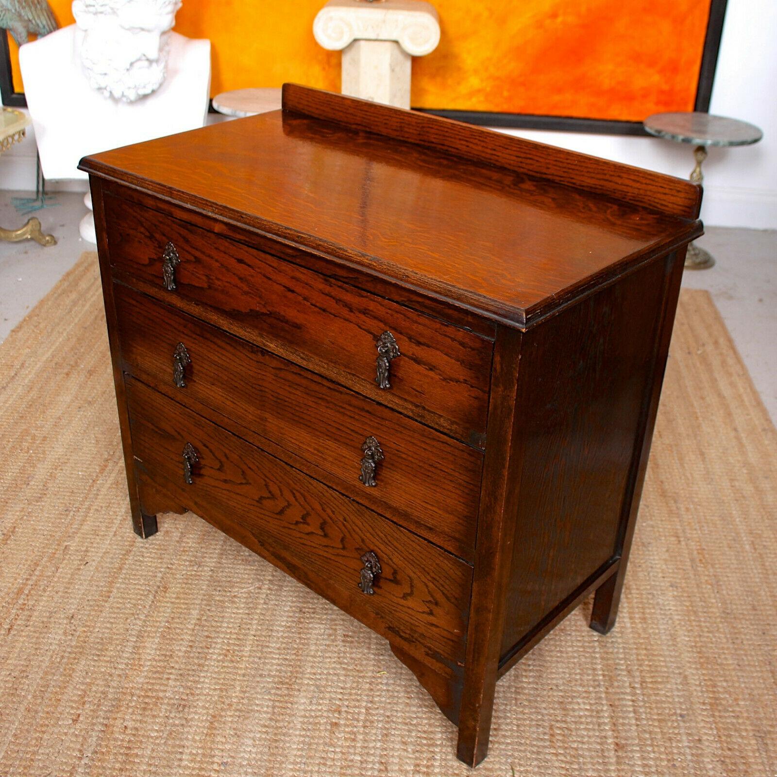 English Arts & Crafts Oak Chest of Drawers Wild Oak For Sale 3