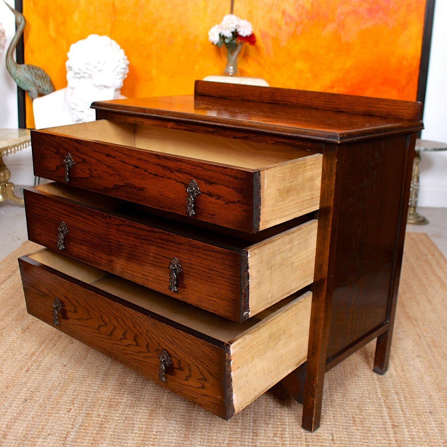 English Arts & Crafts Oak Chest of Drawers Wild Oak For Sale 4