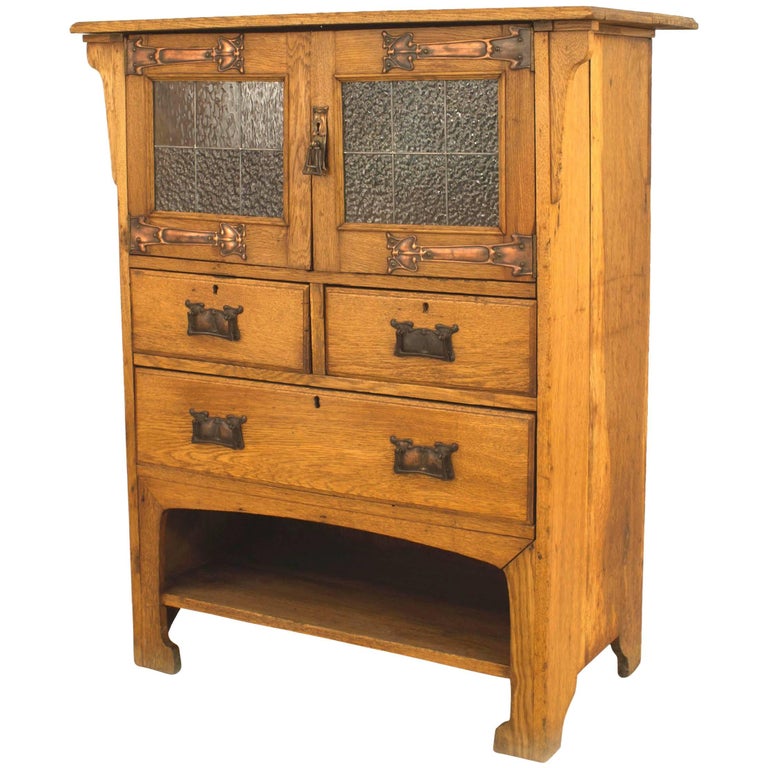 English Arts and Crafts Oak Cupboard For Sale at 1stdibs