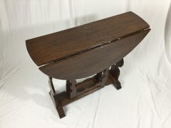 English Arts & Crafts Oak Narrow Small Tuck-a-Way Dropleaf Table