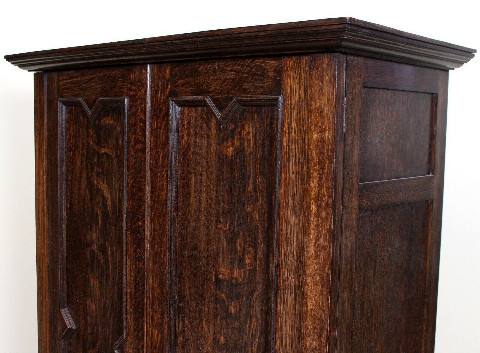 English Arts & Crafts Oak Wardrobe Rare Compactum Armoire Edwardian 2