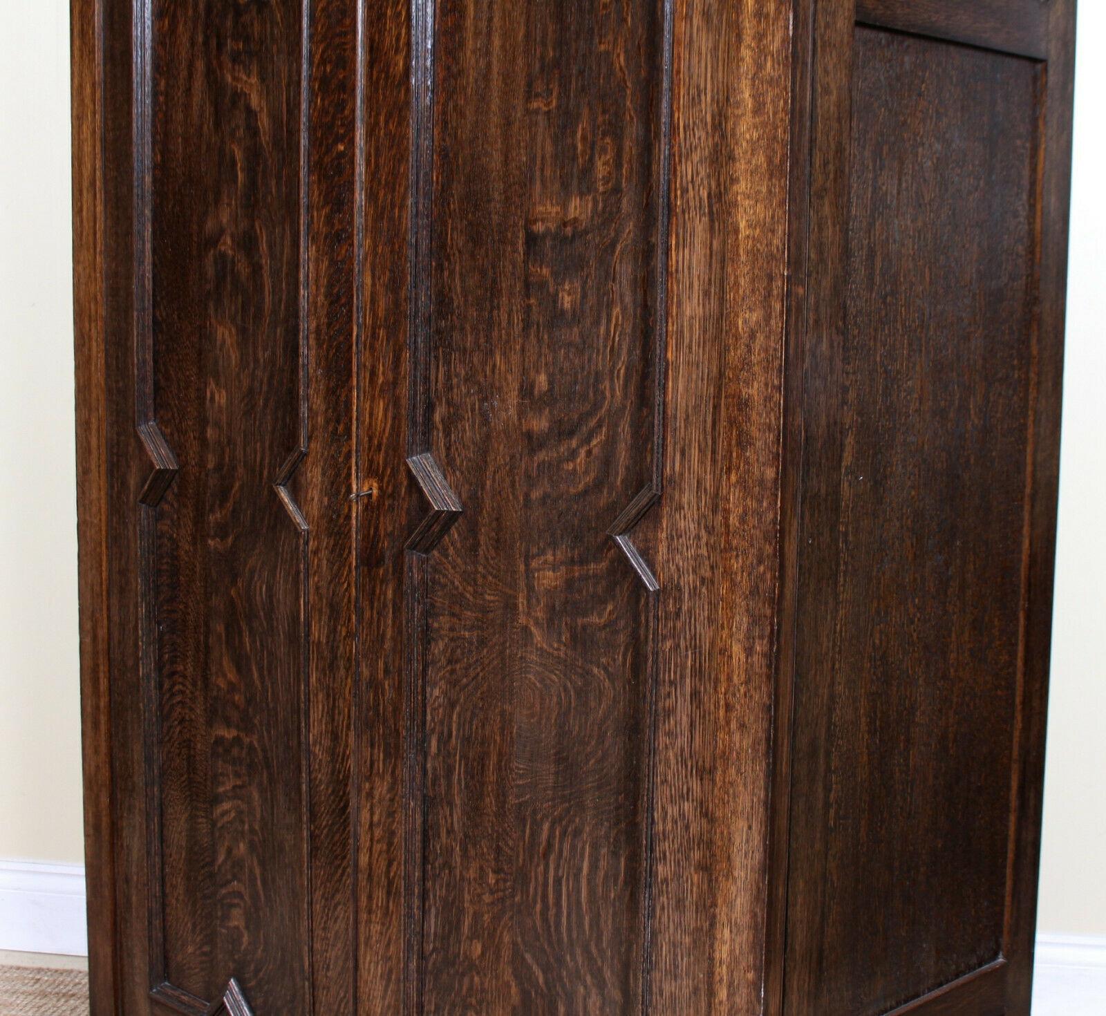 English Arts & Crafts Oak Wardrobe Rare Compactum Armoire Edwardian 3