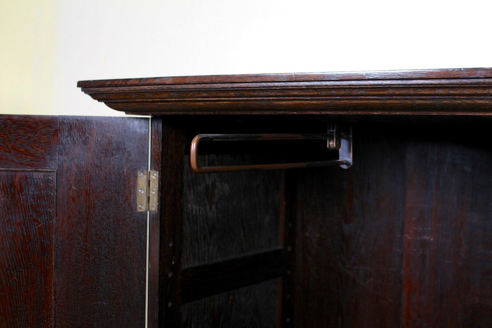English Arts & Crafts Oak Wardrobe Rare Compactum Armoire Edwardian 5