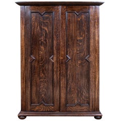 English Arts & Crafts Oak Wardrobe Rare Compactum Armoire Edwardian