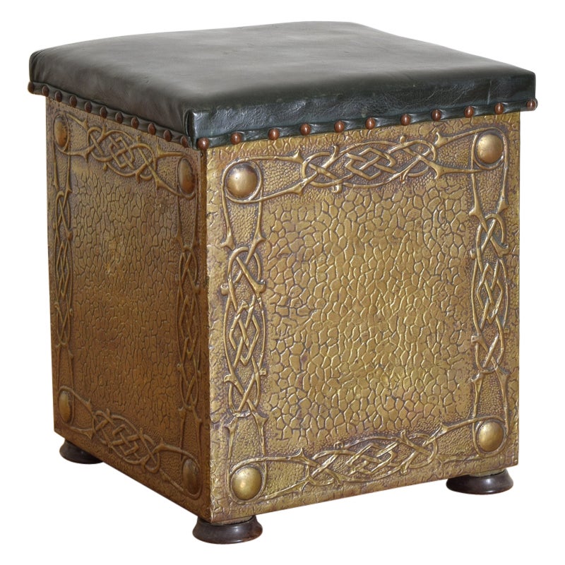English Arts 
Crafts Period Hammered Brass Coal Bin, circa 1900