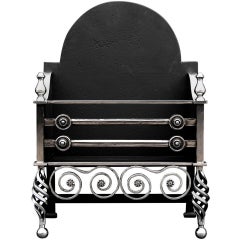 English Arts & Crafts Polished Iron Fire Basket