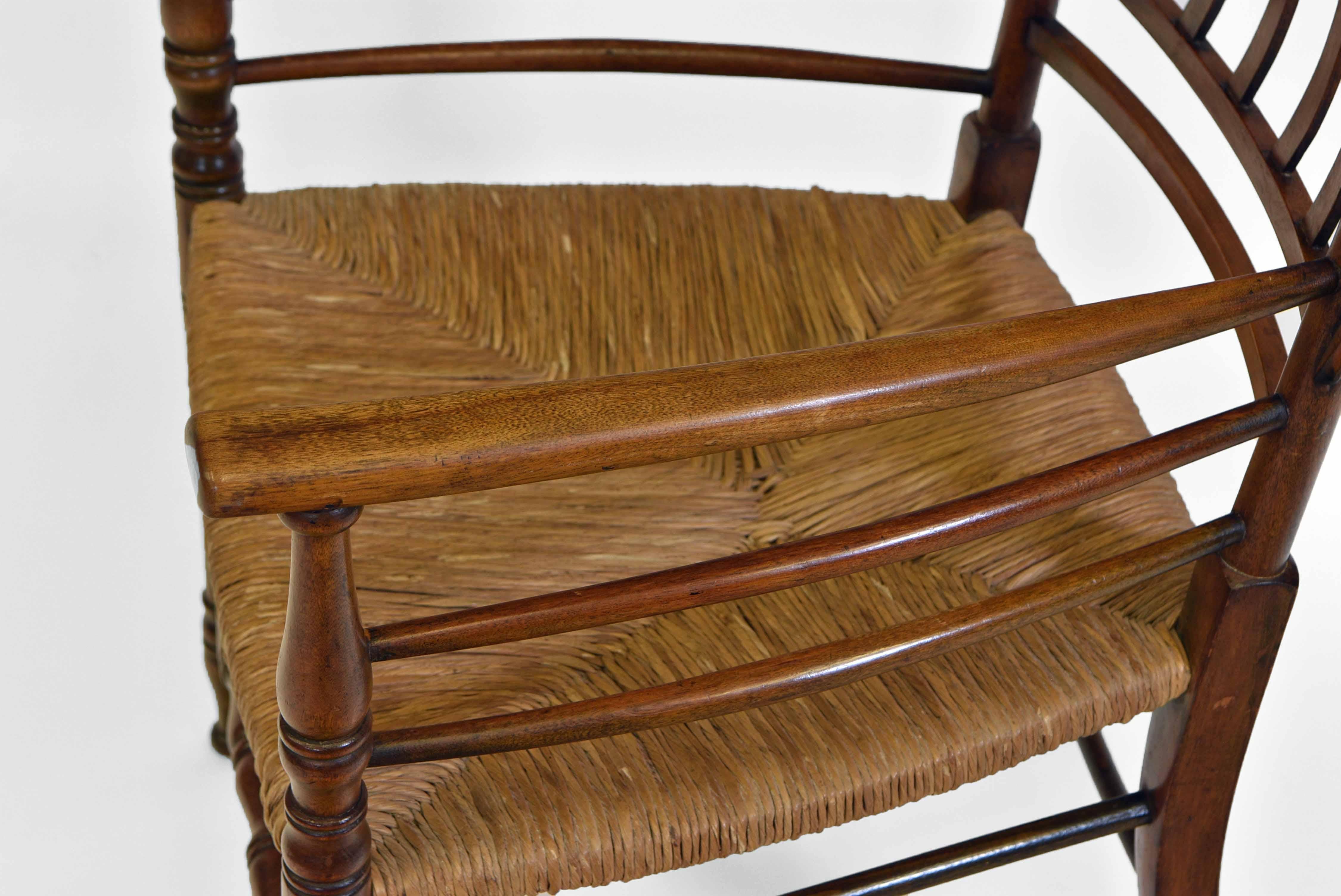 Englischer Arts and Crafts Quaint Binsen-Sessel, sitzend im Angebot 4