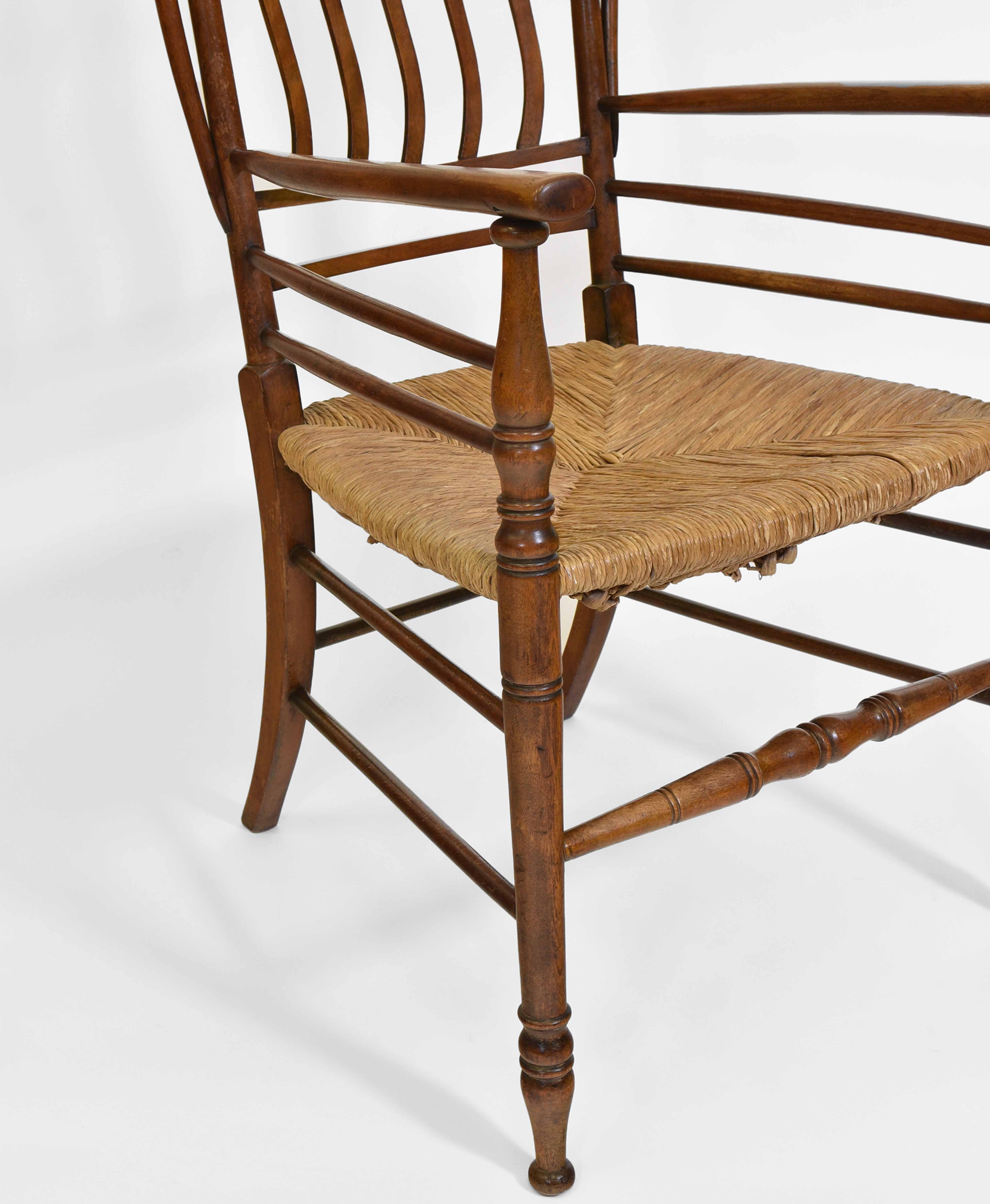 Englischer Arts and Crafts Quaint Binsen-Sessel, sitzend im Angebot 7
