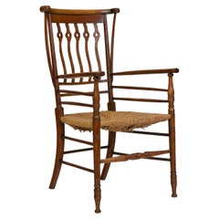 English Arts & Crafts “Quaint” Rush Seated Armchair