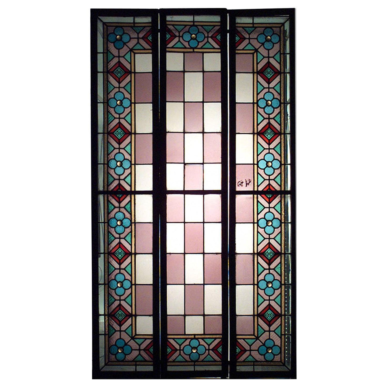 English Arts 
Crafts Stained Glass Window Panels in vendita