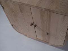 English Ash Cabinet with Carved Front Detail, and Walnut Shelf