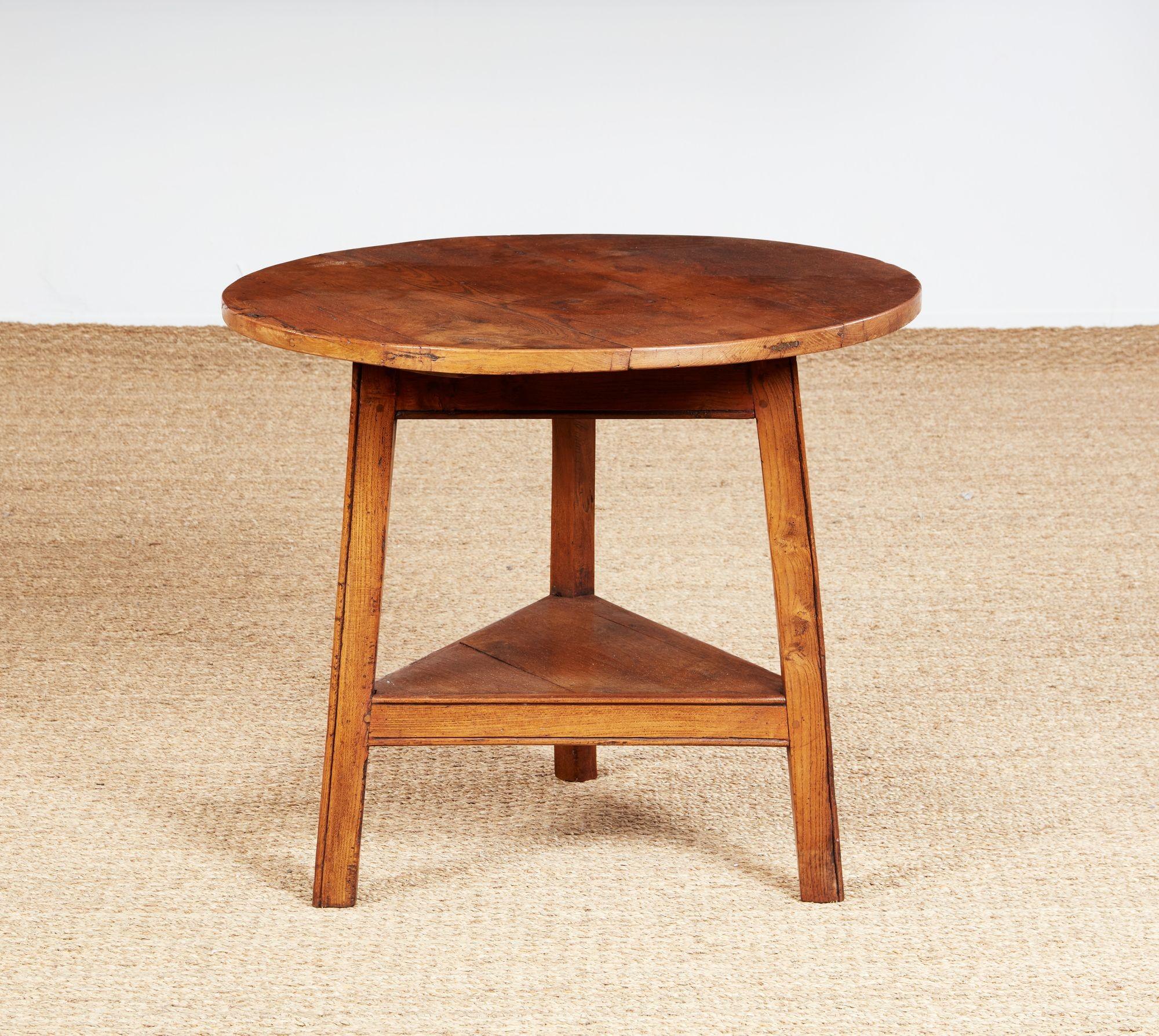 Early 19th Century English Ash Cricket Table with Lower Shelf For Sale