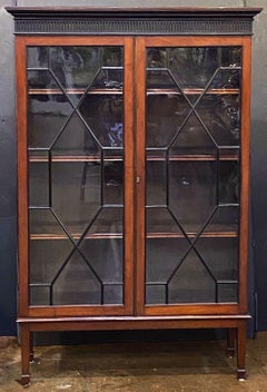 English Astragal Glazed Bookcase of Mahogany from the Edwardian Period