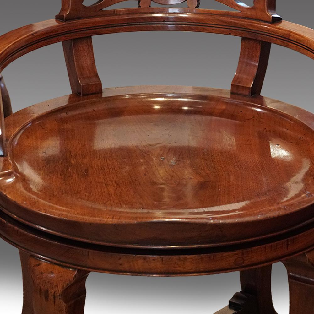 English Attorneys Edwardian Mahogany Swivel Desk Chair, circa 1900 4